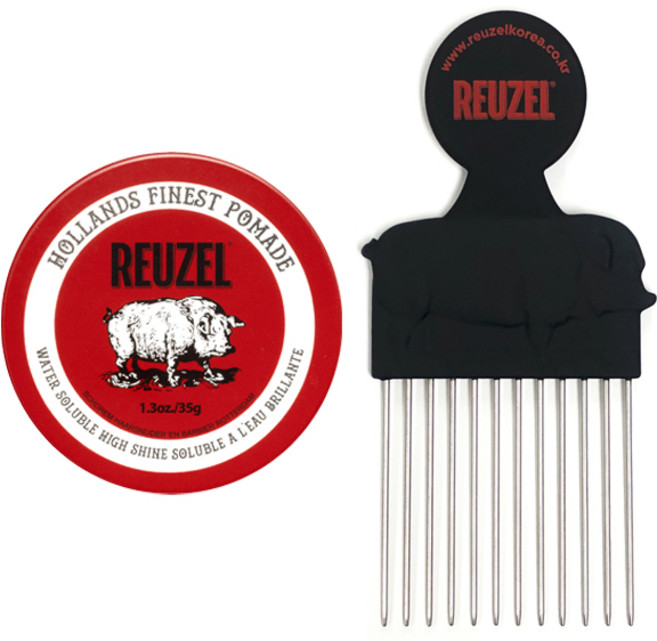 리우젤 레드 수성 고광택 포마드 35g + 포마드 전용 빗, 1개