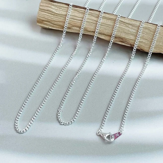 아기 유아 어린이 미아방지 은 목걸이줄 커브 민줄체인, 36cm, 1개 - 쿠팡