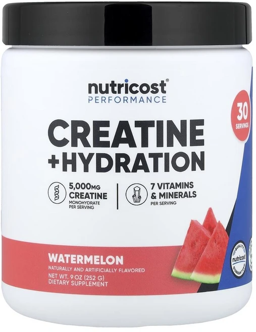 뉴트리코스트 퍼포먼스 크레아틴 플러스 하이드레이션 워터멜론 Nutricost Performance Creatine + Hydration Watermelon 252g - 쿠팡