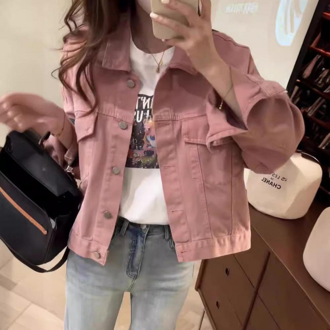 寬鬆短款牛仔外套女春秋新款韓版減齡顯瘦小個子休閒夾克上衣