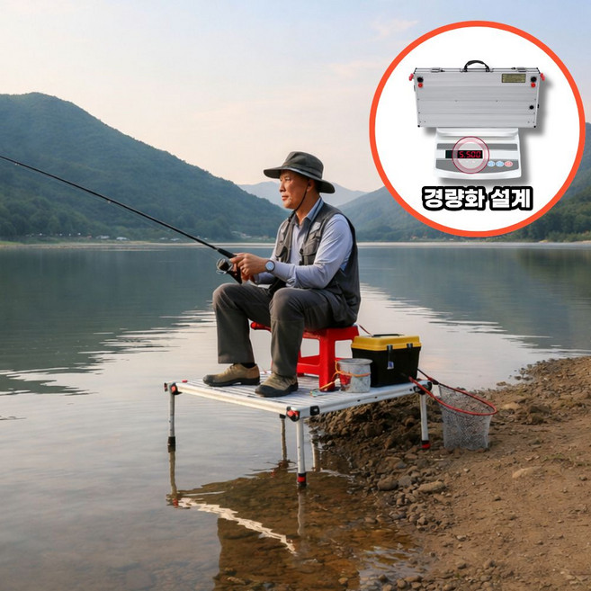 가뿐플립 낚시 좌대 발판 초경량 민물 갯바위 접이식 프레임 소좌대 수상 섶다리, 90 x 80cm (다리 길이 1.1m)