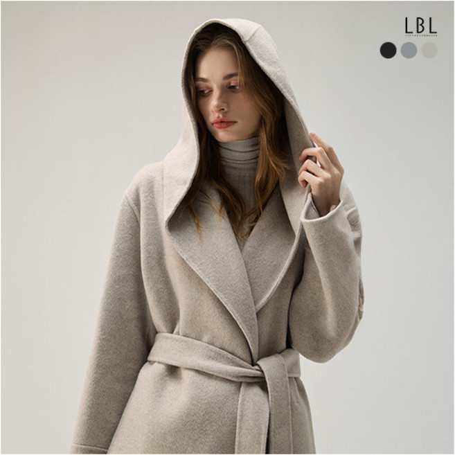 [LBL] [ X NICE CLAUP](25FW) 캐시미어울 블렌드 케이프후드 하프 코트