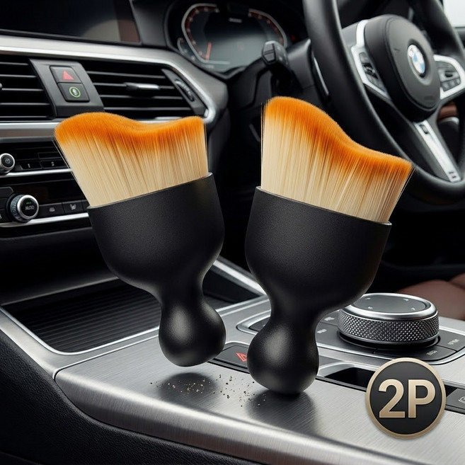 나노스윕 실내 자동차 키보드 모니터 초미세 브러쉬, 2개, 블랙