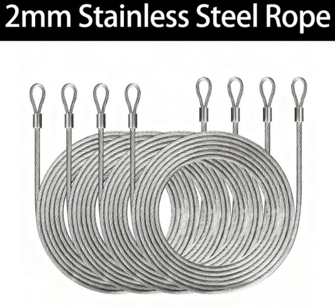 4PCS 2mm 304 스테인레스 리프팅 낚시 케이블 로프 스틸 와이어 캐노피, 1M