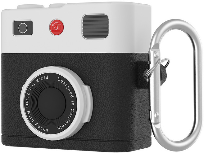 ozskin 에어팟4 빈티지 카메라 실리콘 케이스, 블랙(XJ03), 에어팟4 케이스, 1개