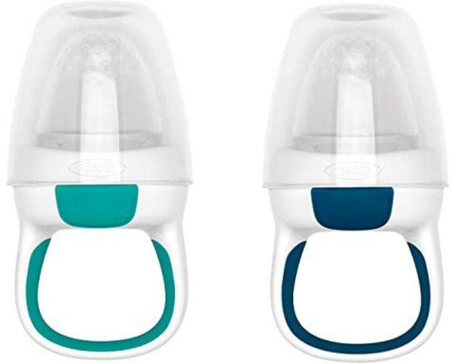 옥소 토트 유아용 실리콘 과즙망 2팩 오팔/블로썸, 청록색/남색