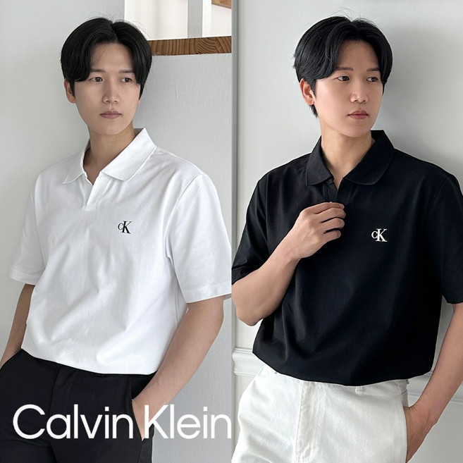 [국내매장판] 캘빈클라인 CK 남성 세미 오버핏 피케 폴로 반팔 티셔츠