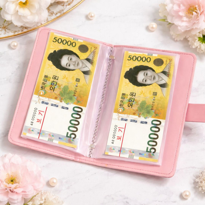 OFFHOLIC 현금 모으기 다이어리 100만원 챌린지 바인더, 1개, 핑크