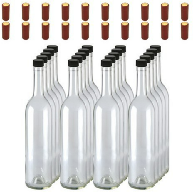 행복한농부 와인 공병 투명 750ml + 스크류 마개 + 열수축필름, 20세트