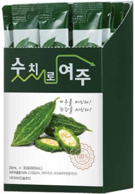 숫치로여주즙 100%여주즙 HACCP인증 상시제조 가장많이선택, 1박스, 20mlX30포, 600ml
