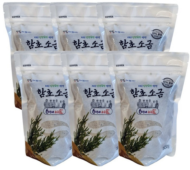 6형제소금밭 맛핌 신안 천일염 함초소금 3Kg, 6개, 500g