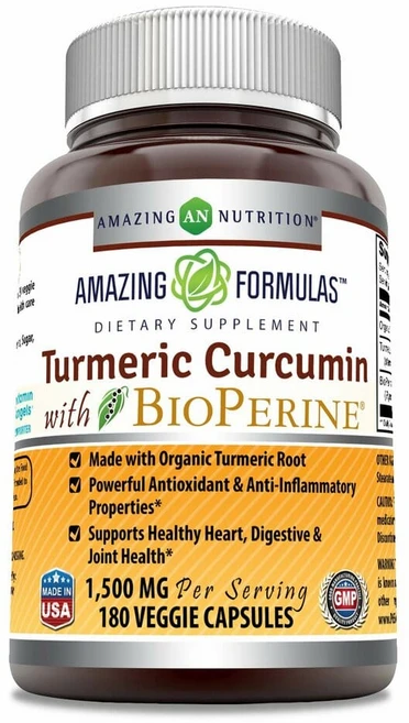 어메이징뉴트리션 포뮬러 터메릭 커큐민 1500mg 바이오 페린 베지 캡슐, 180정, 1개 - 쿠팡