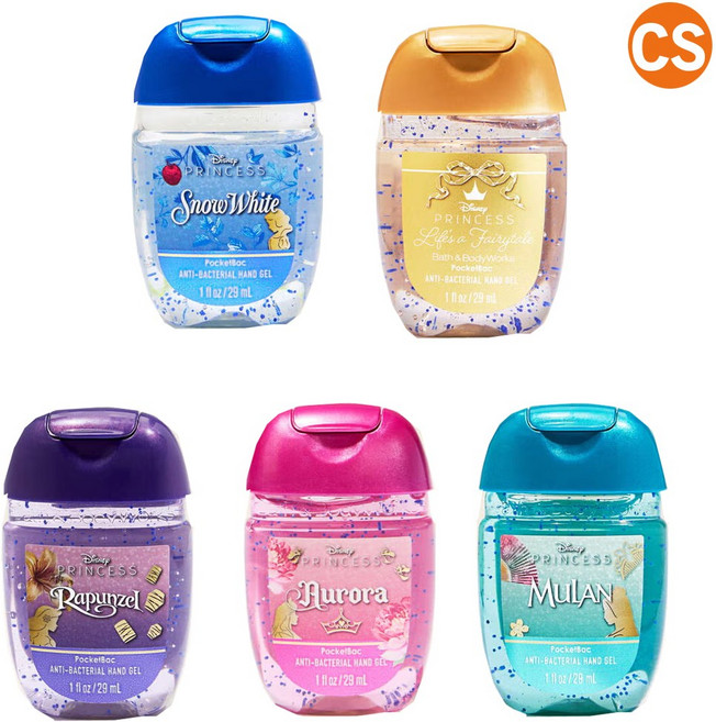 [미국직배송] 배쓰앤바디웍스 디즈니 프린세스 휴대용 미니 손세정제 핸드 세니타이저 29ML 5개 세트 백설공주 뮬란 오로라 라푼젤 라이프즈 어 페어리테일