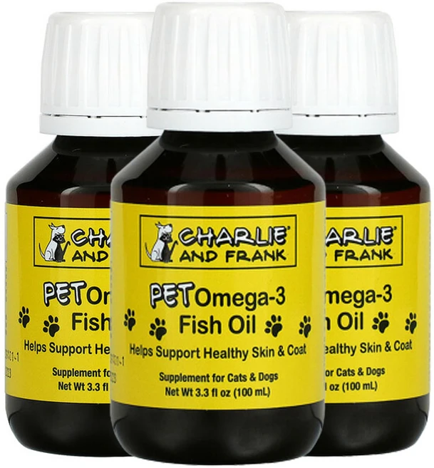 찰리앤프랭크 펫 오메가3 피쉬 오일 반려묘 및 반려견용 100ml(3.3fl. oz.), 3개 - 쿠팡