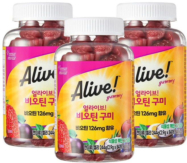 얼라이브 비오틴 구미, 84정, 3개 - 쿠팡