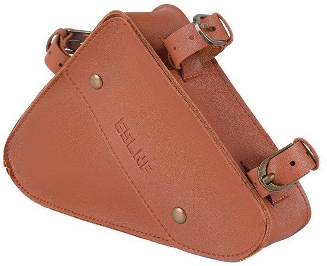 ESLNF Bike PU Leather Front Frame Triangle Bag Ultra-light Tube Small Packet Tool Pouch Cycling Acce, 01 FGB-4-Brown, 1개
