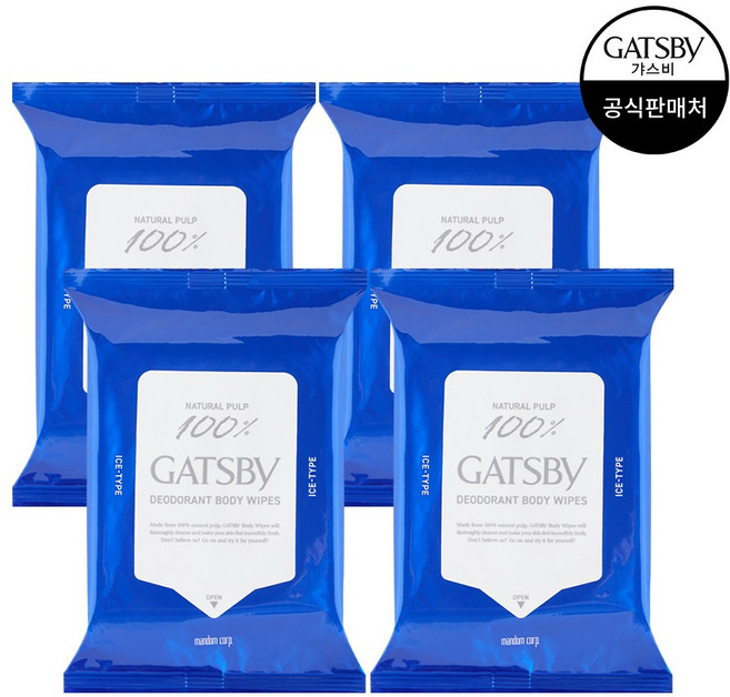 [맨담] 갸스비 아이스 데오도란트 바디 페이퍼 아이스 시트러스 10매, 4개