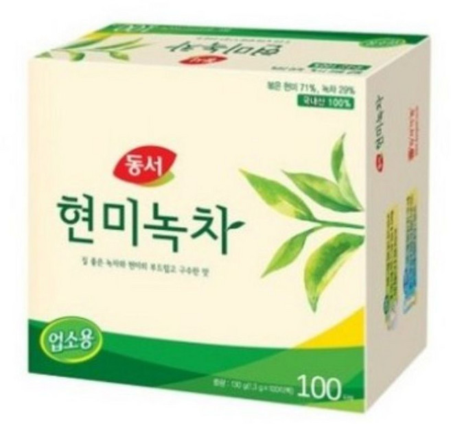 동서 업소용 현미녹차, 1.3g, 7개, 100개입