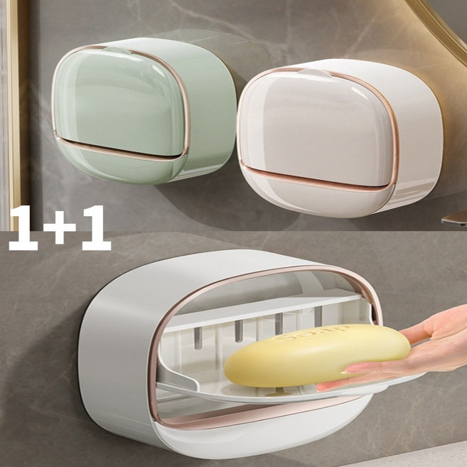 유니돈나 + 위생 히든 벽부착 욕실 비누 받침대, 화이트, 2개