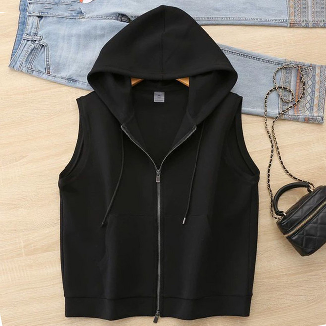 ROYALBELLE 여성 봄 가을 빅사이즈 롱 조끼 캐주얼조끼 민소매 집업 아우터 4XL까지 V11916