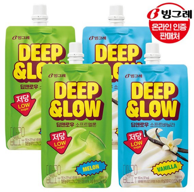 빙그레 G 딥앤로우 저당 소프트 바닐라/소프트 멜론 18개 /저당아이스크림, 딥앤로우 소프트 바닐라 18개