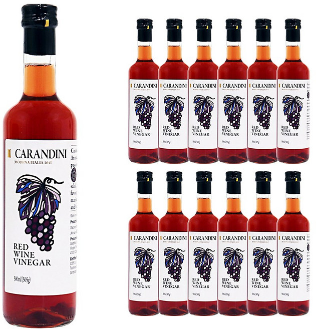 푸드올마켓_ 카란디니 레드 와인 비니거 500ml (와인식초 100%) 한박스 (500ml x 12ea), 12개