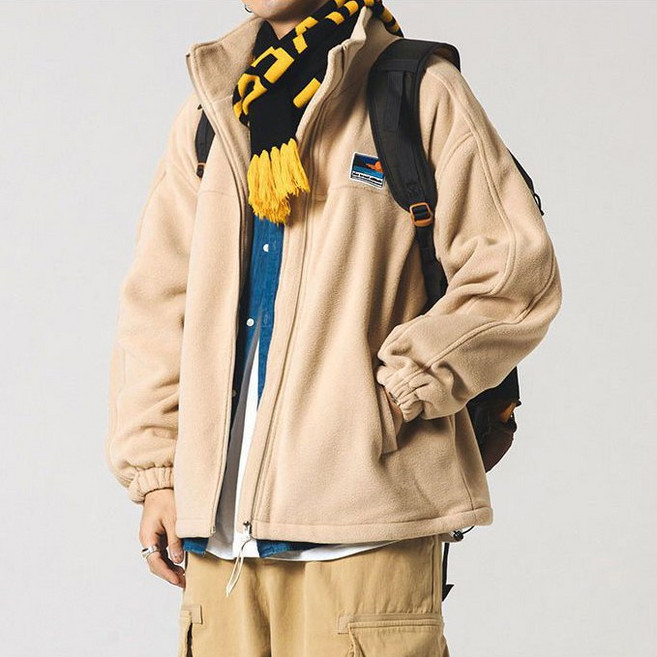 홍언목요 남녀공용 집업 재킷 가을 겨울 램스울 코트 폴라폴리스 재킷 학생룩 커플룩