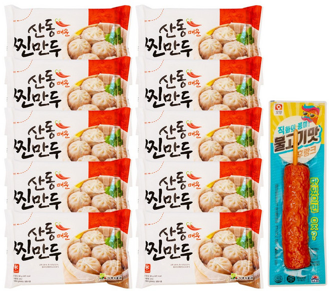 [푸드원스토어] 산동 매운 찐만두180g x 10개 + 꼬치핫바 1개, 180g