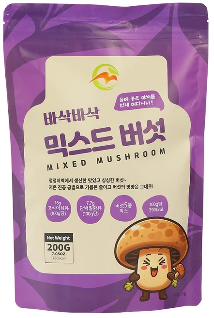 다이어트저칼로리간식/사무실간식/유치원간식/파티핑거푸드 믹스드버섯칩, 2개, 200g - 쿠팡