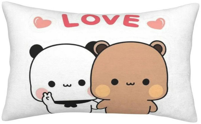 복숭아와 고마 부부 두두 풍선 직사각형 베개 커버 쿠션 장식 침실 침대 홈 컴포트, 1개, 2. 5 / C. 16x24in 40x60cm