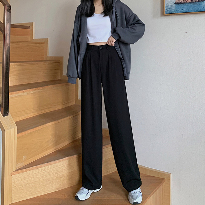 오버나인 봄가을 여자 여성 하루종일편한 세미와이드 스판 밴딩 링클프리 와이드팬츠 바지