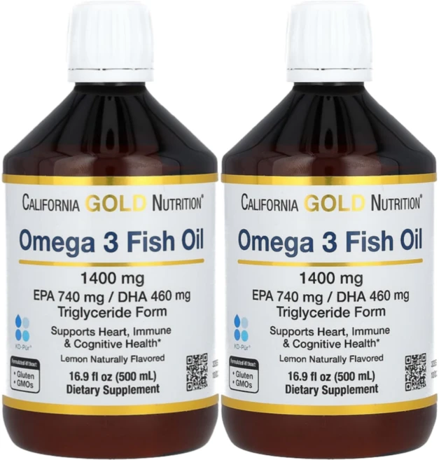 캘리포니아 골드 뉴트리션 CGN 오메가3 피쉬 오일 1400mg 천연 레몬향 500ml 2통, 2개 - 쿠팡