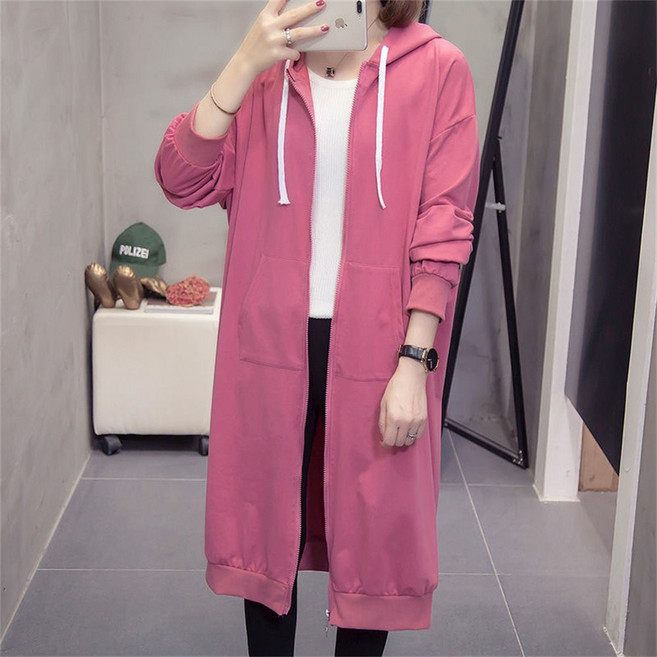 besteffie 여성 후드 집업 롱 후드 자켓 캐주얼 순면 긴팔 가디건 오버핏후드 티셔츠 E28