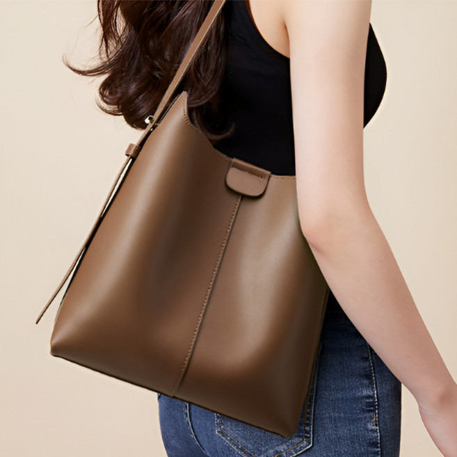 오버그로우 소프트 여성 토트백 대용량 통근 버킷 심플 숄더 백