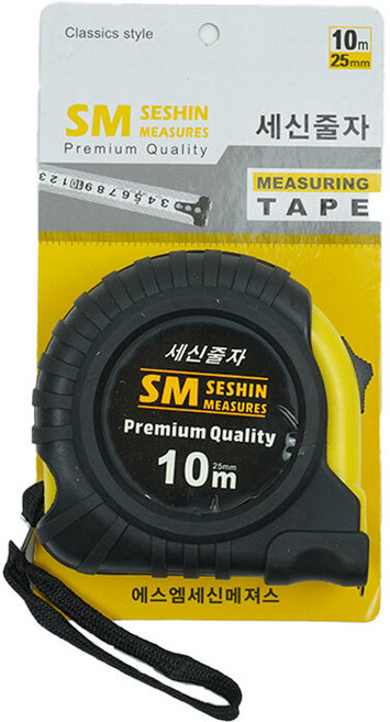세신 SM 10m 고무줄자 자동줄자 휴대용 현장용 전문가용 측정공구 낱개 1개