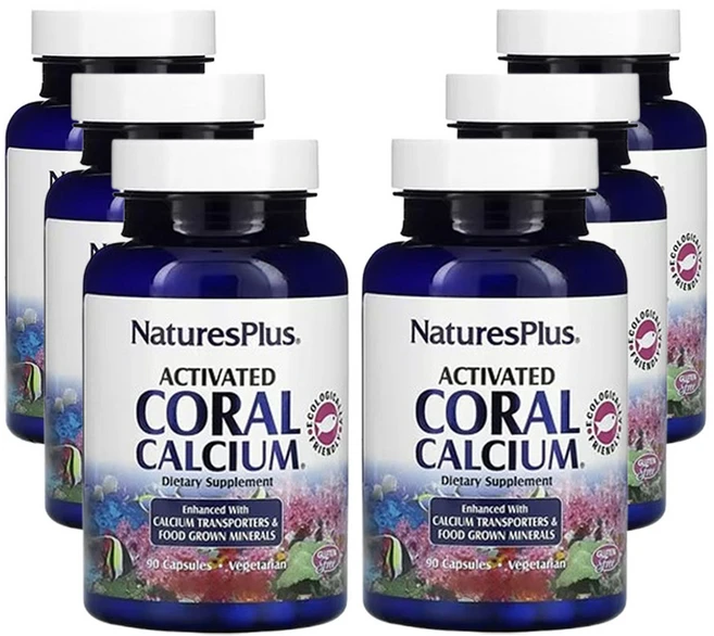 네이처스플러스 활성화된 산호 칼슘 90캡슐, 6개 - 쿠팡