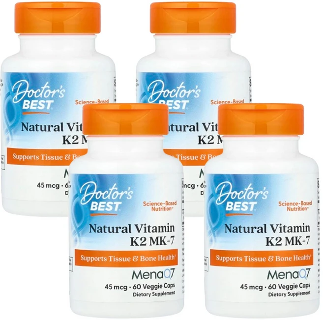 닥터스베스트 4개X MenaQ7 비타민K2 MK-7 45mcg 베지 캡슐 60정, 4개 - 쿠팡