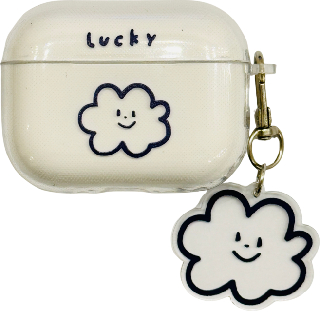 흥해 에어팟 프로3 귀여운 케이스, 1개, 투명, 럭키 구름