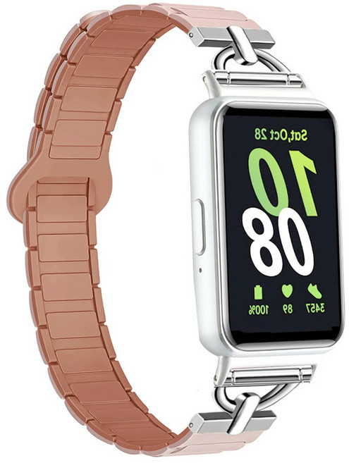 까마느 갤럭시핏3 양면 메탈 체인 자석 스트랩, 핑크