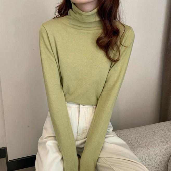 지니우우 J0199A 슬림핏 심플 목폴라티