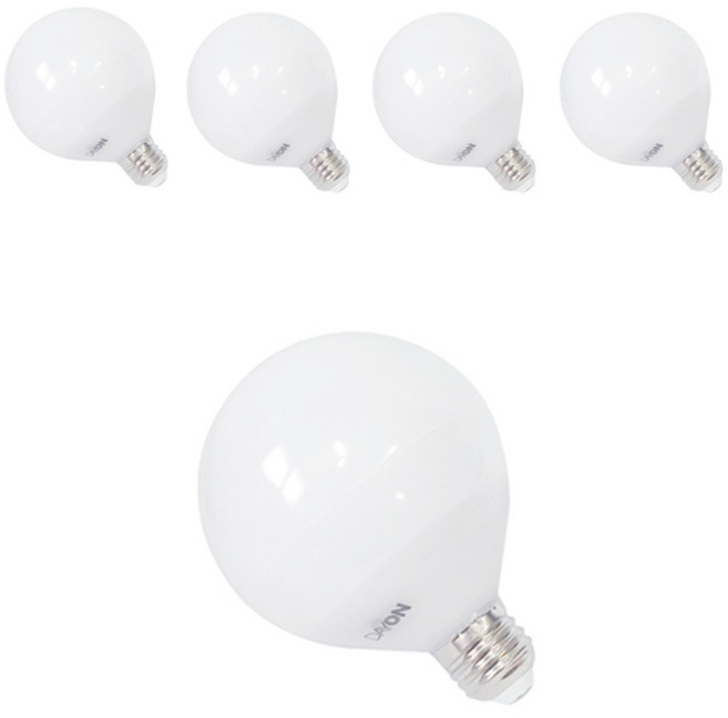 [데이온]LED 볼전구 G95 숏타입 12W 5개입, 주광색, 5개