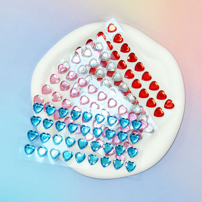 하트 큐빅 스티커 36P 입체 다꾸 보석 스티커, 1세트