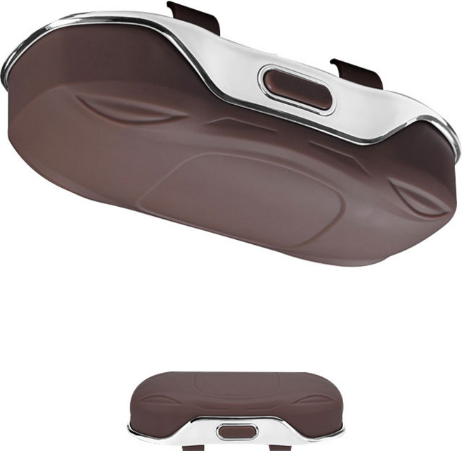 소리울 자동차 안경 거치대 선바이저 고정형 수납 케이스, 1개, 고급형 브라운