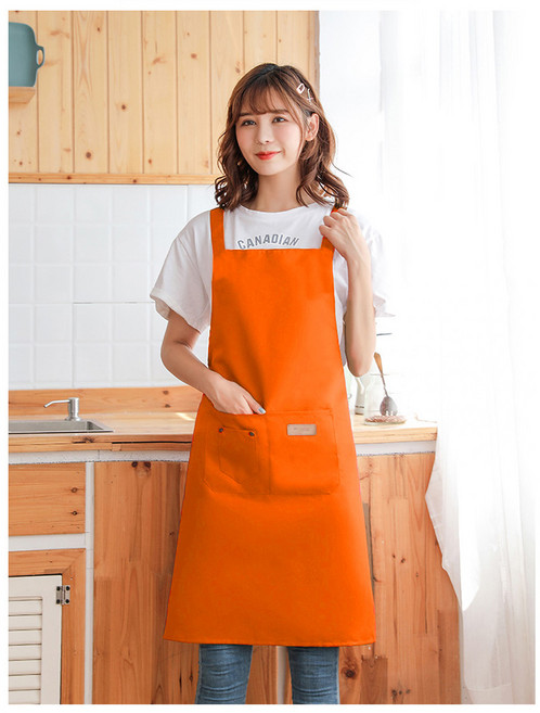 모올글래드 H형 생활방수 앞치마 식당 주방 카페 바리스타 앞치마 로고 자수 나염 가능, H형 빅사이즈 생활방수 앞치마(오렌지), 1개