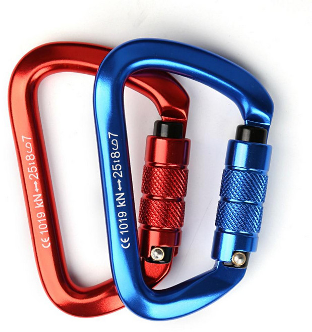 갈렙등반 D형 카라비너 25kN 듀랄루민 자동개폐 수목 트리 짚라인 암벽 등산용 비나