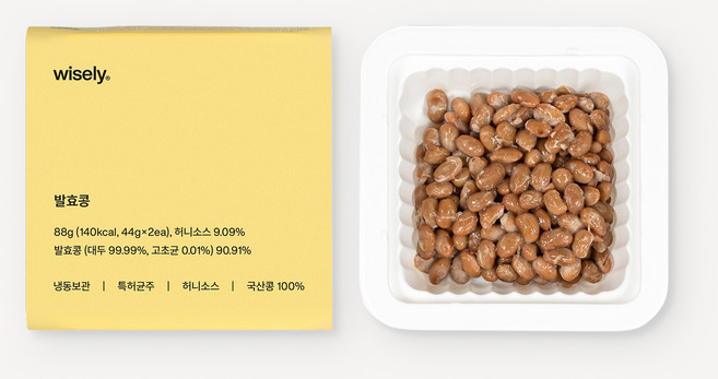 와이즐리 발효콩 특허균주 국산콩 이계호 교수개발 청국장 한국형 나또 낫또 나토, 44g, 24개