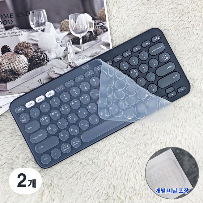 로지텍 K380 K380S 전용 키스킨 실리콘 키보드덮개 커버, 2개, 투명