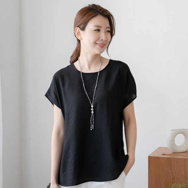 우일 여성 인견 무지 반팔 가오리티셔츠