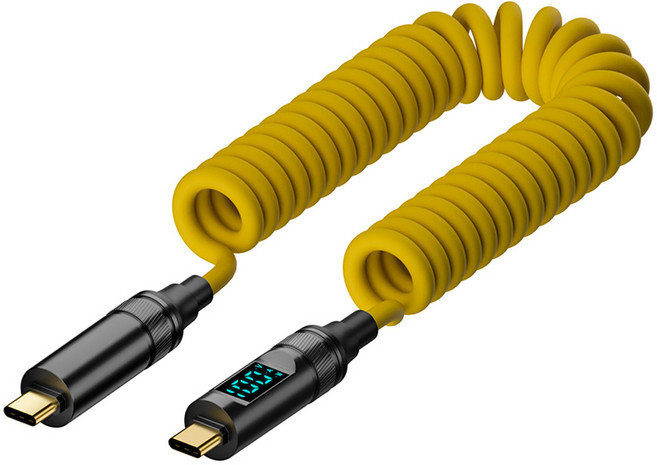 INKU Type-C 8K 數據線 100W 功率顯示 20Gbps傳輸 Type-C to Type-C, 彈簧線 1.8M, 1個