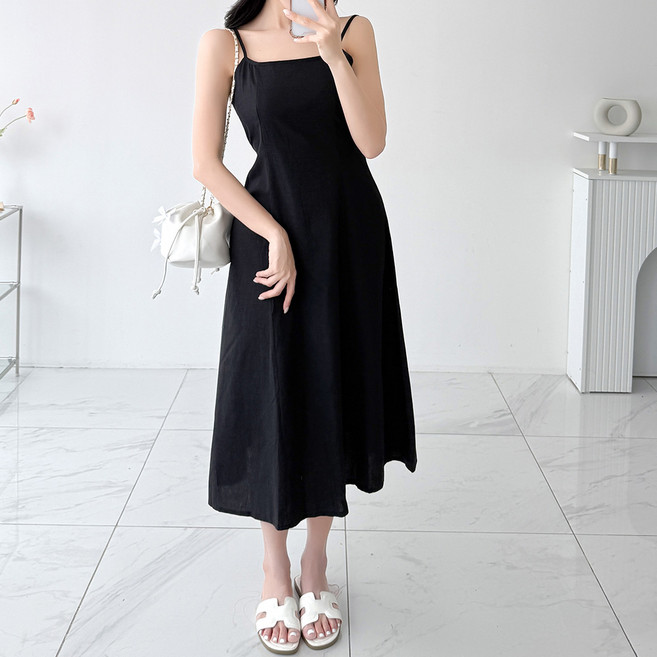 글램디브 앙나스 에이라인 슬리브리스 끈 드레스 AJ0117